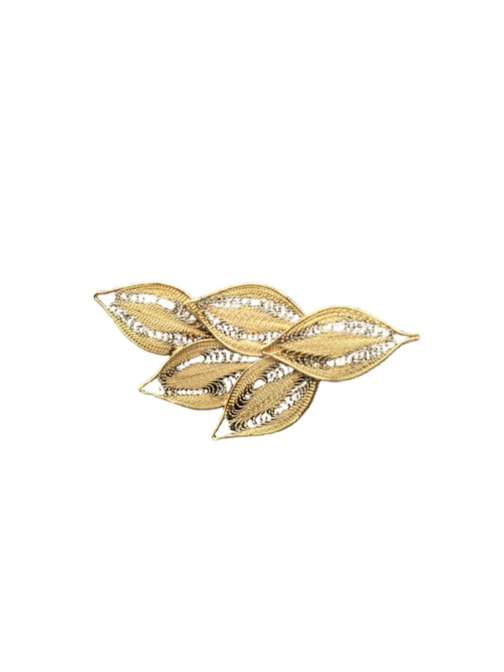 Cluster Of Filigree Gold Tone Leaf Brooch Pin Vintage